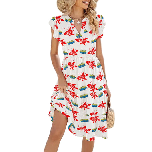 Galactic Rocket Party - Women's Tiered Pocket Midi Dress