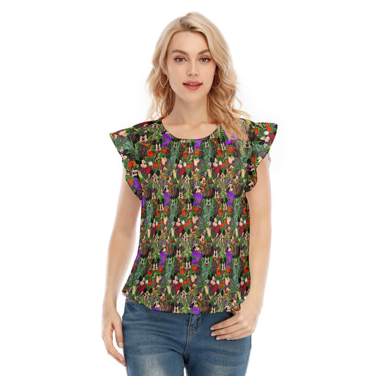 Halloween Costume Mashup - Women’s Flutter Sleeve Top