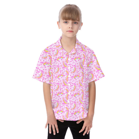 Unicorn Rainbows - Kid's Hawaiian Button Up Shirt