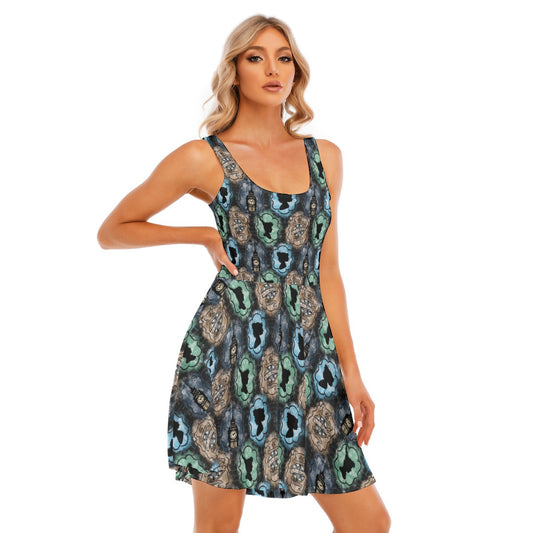 Starry Flight Silhouettes - Women's Sleeveless Pocket Skater Dress