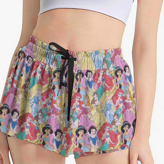 Royal Princess Sketches - Women's Flowy Pocket Shorts