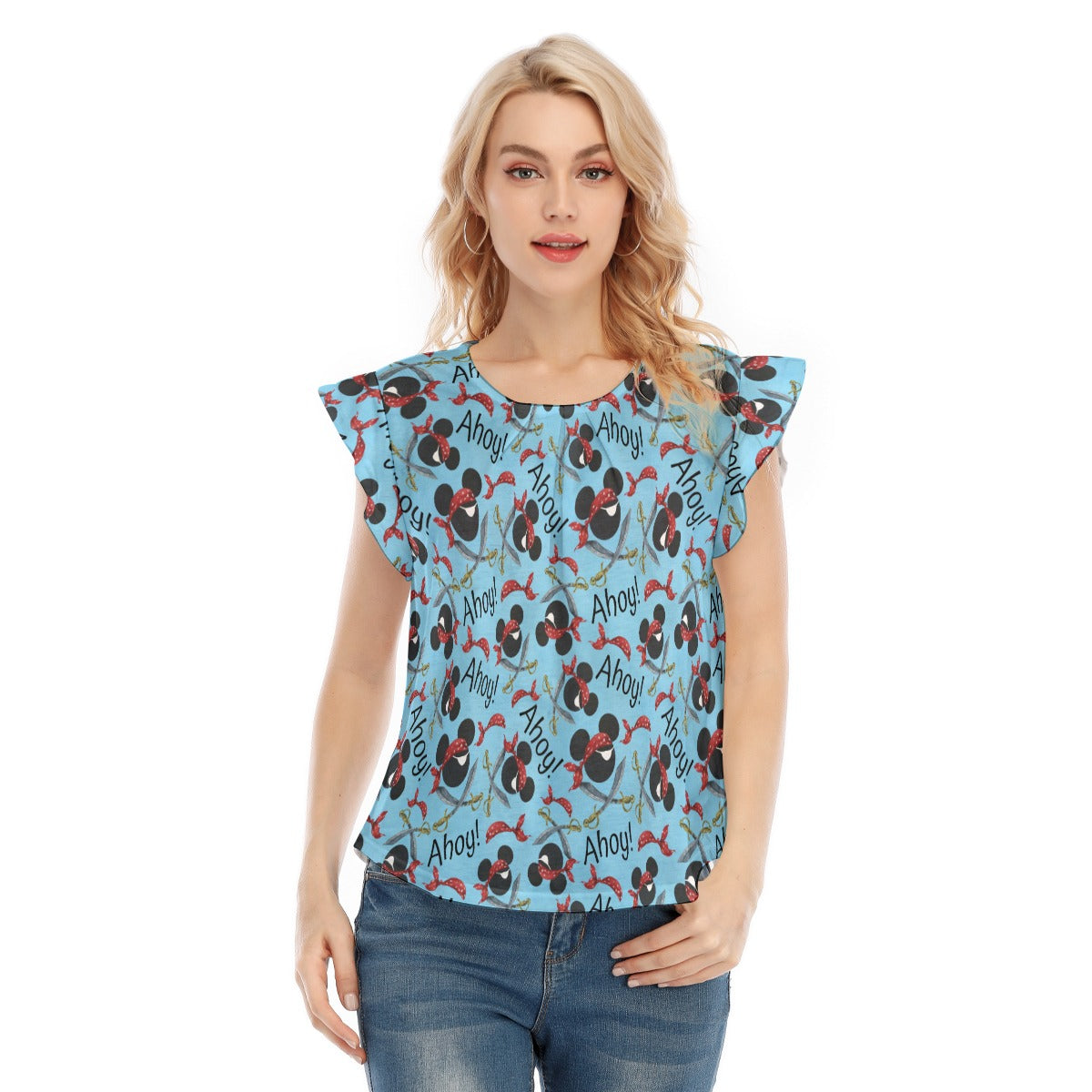 Pirate Mouse Ahoy! - Women’s Flutter Sleeve Top