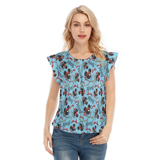 Pirate Mouse Ahoy! - Women’s Flutter Sleeve Top