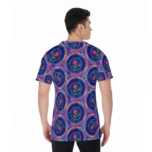 Enchanted Rose Stained Glass - Men's Short Sleeve T-Shirt