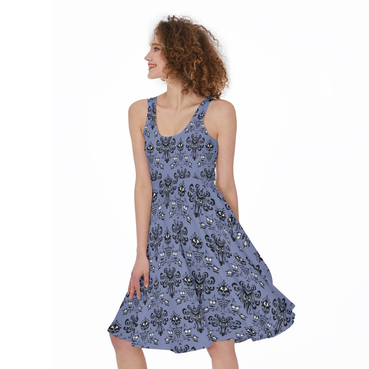 Spooky Mansion Wallpaper - Pocket Midi Skater Dress