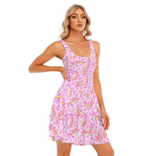 Unicorn Rainbows - Women's Sleeveless Pocket Skater Dress