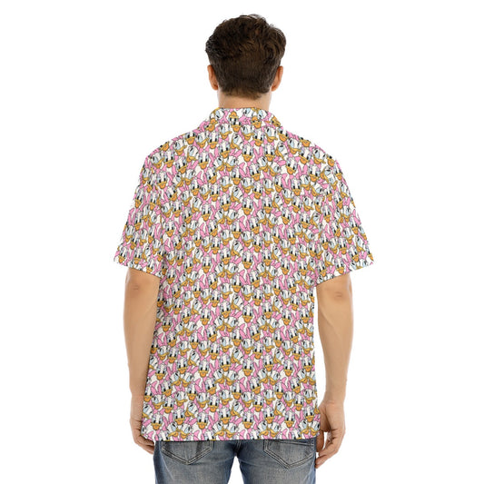 Many Faces of Sassy Duck - Men's Hawaiian Button Up Shirt