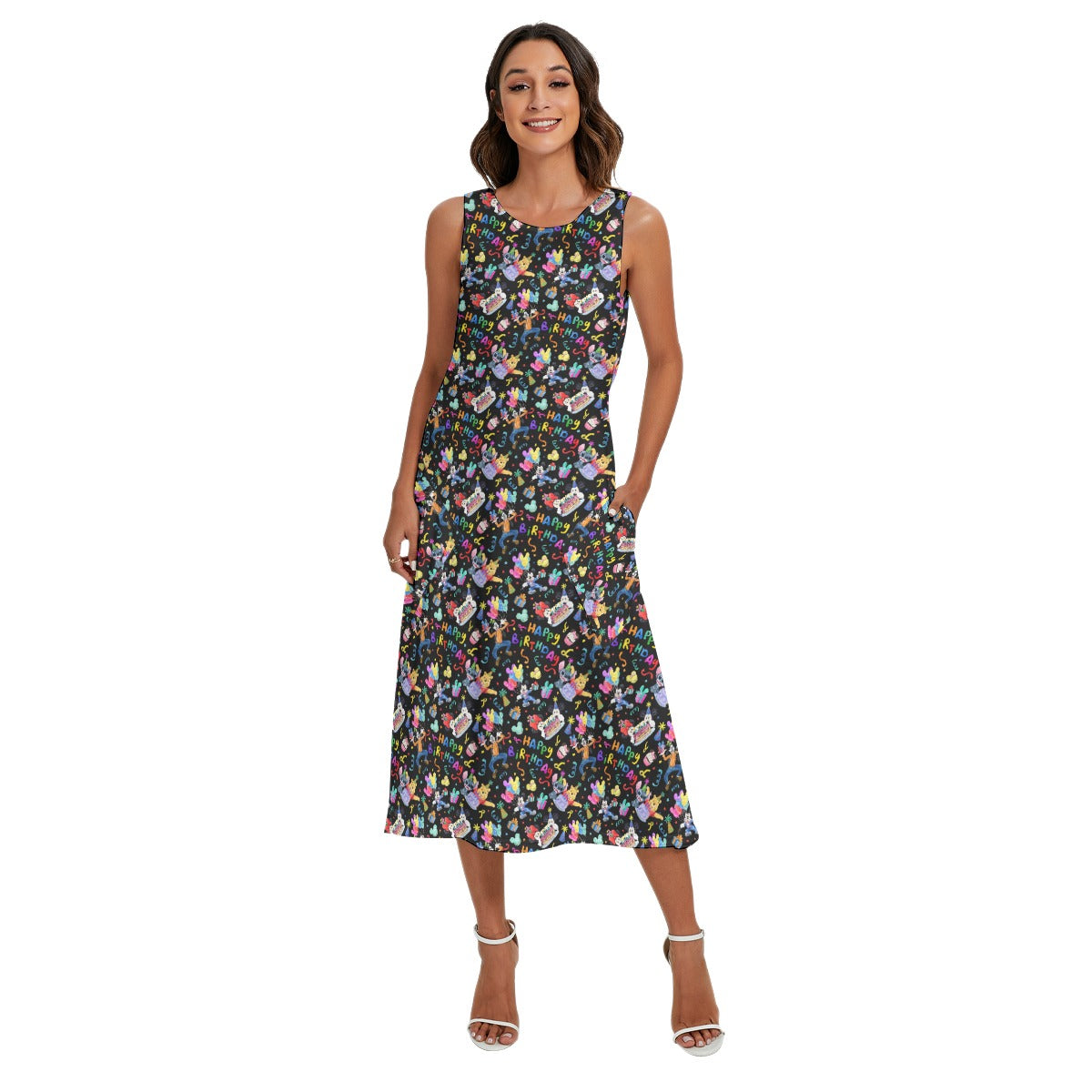 Happy Birthday Celebration - Women’s Diagonal Pocket Midi Dress