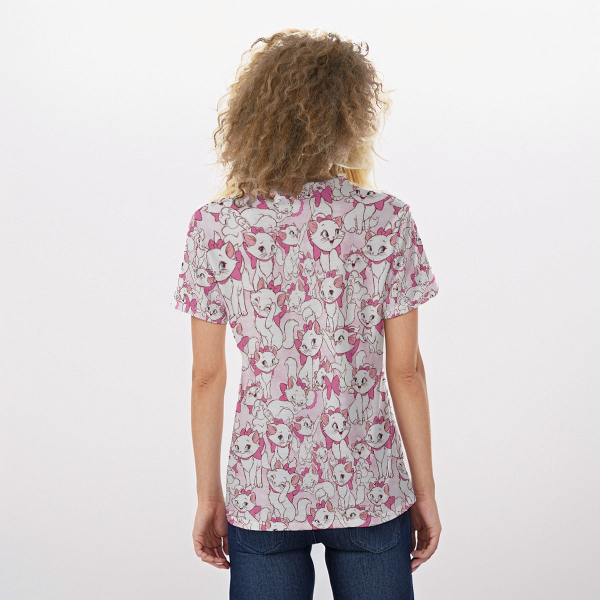 Sweet Kitten with Pink Bow - Women's Short Sleeve V-Neck T-Shirt