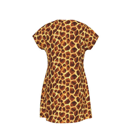 Animal Print - Giraffe - Women's T-Shirt Dress
