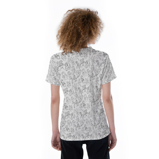 Monochrome Royal Silhouettes - Women's Short Sleeve V-Neck T-Shirt