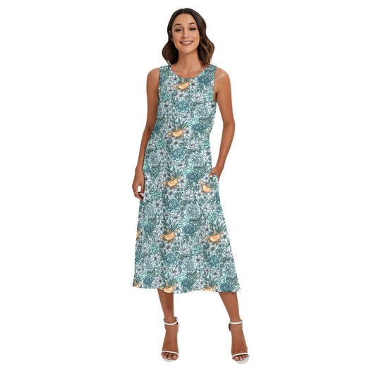 Fairytale Florals - Jasmine Inspired - Women’s Diagonal Pocket Midi Dress