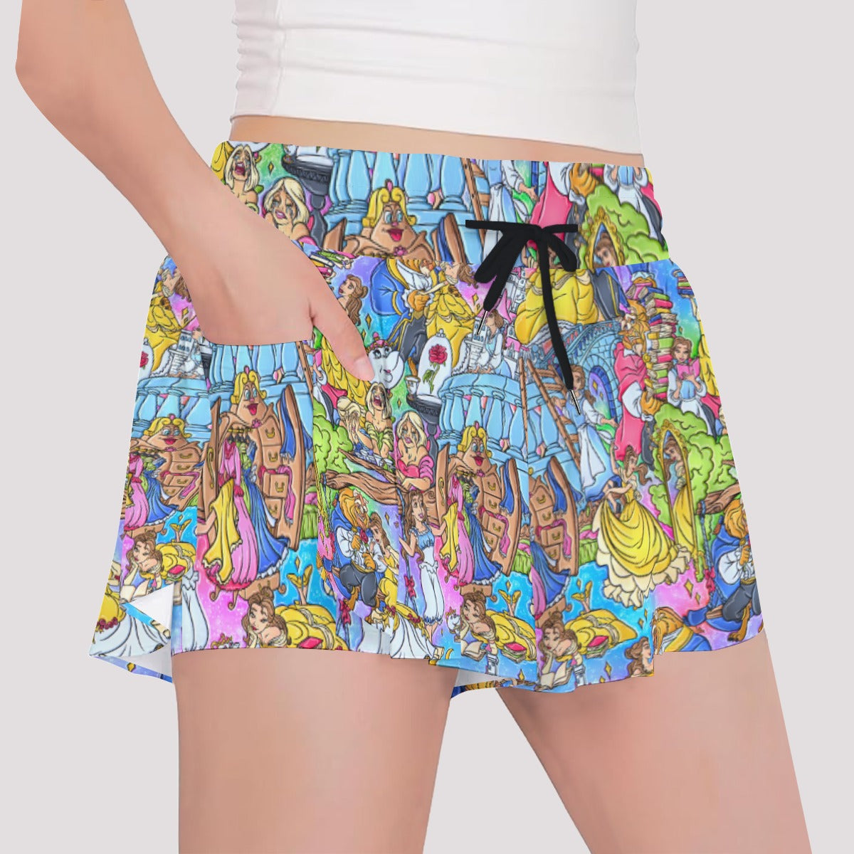 Enchanted Tale Storybook Scenes - Girls’ Flowy Pocket Shorts