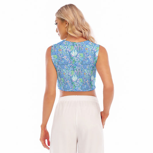 Bright Tropical Princess - Royal Beach Day - Women’s Sleeveless Cropped Tee