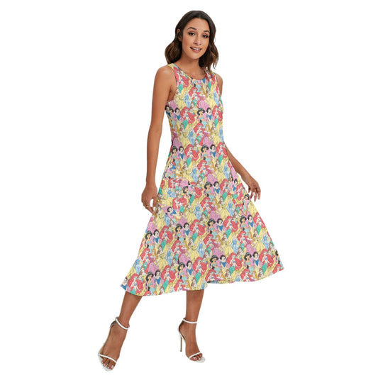 Royal Princess Sketches - Women’s Diagonal Pocket Midi Dress
