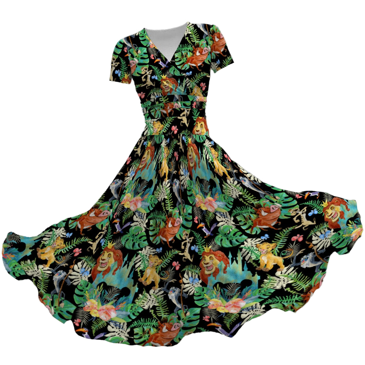 Watercolor Jungle Pride - Women's V-Neck Ruched Midi Dress