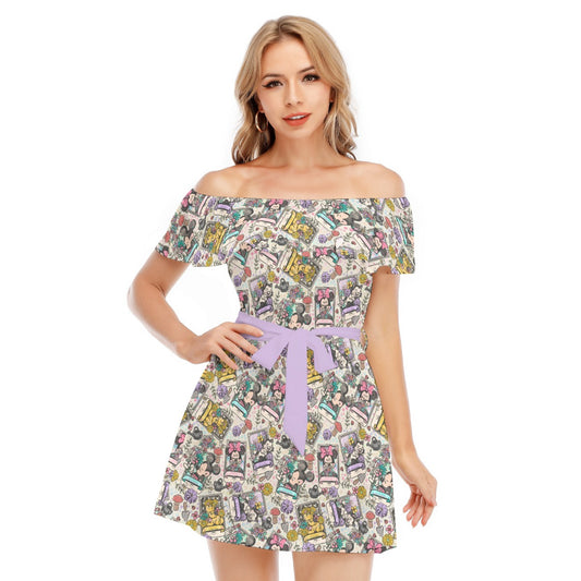 Garden Helpers Seed Packets - Women's Off-shoulder Ruffle Dress