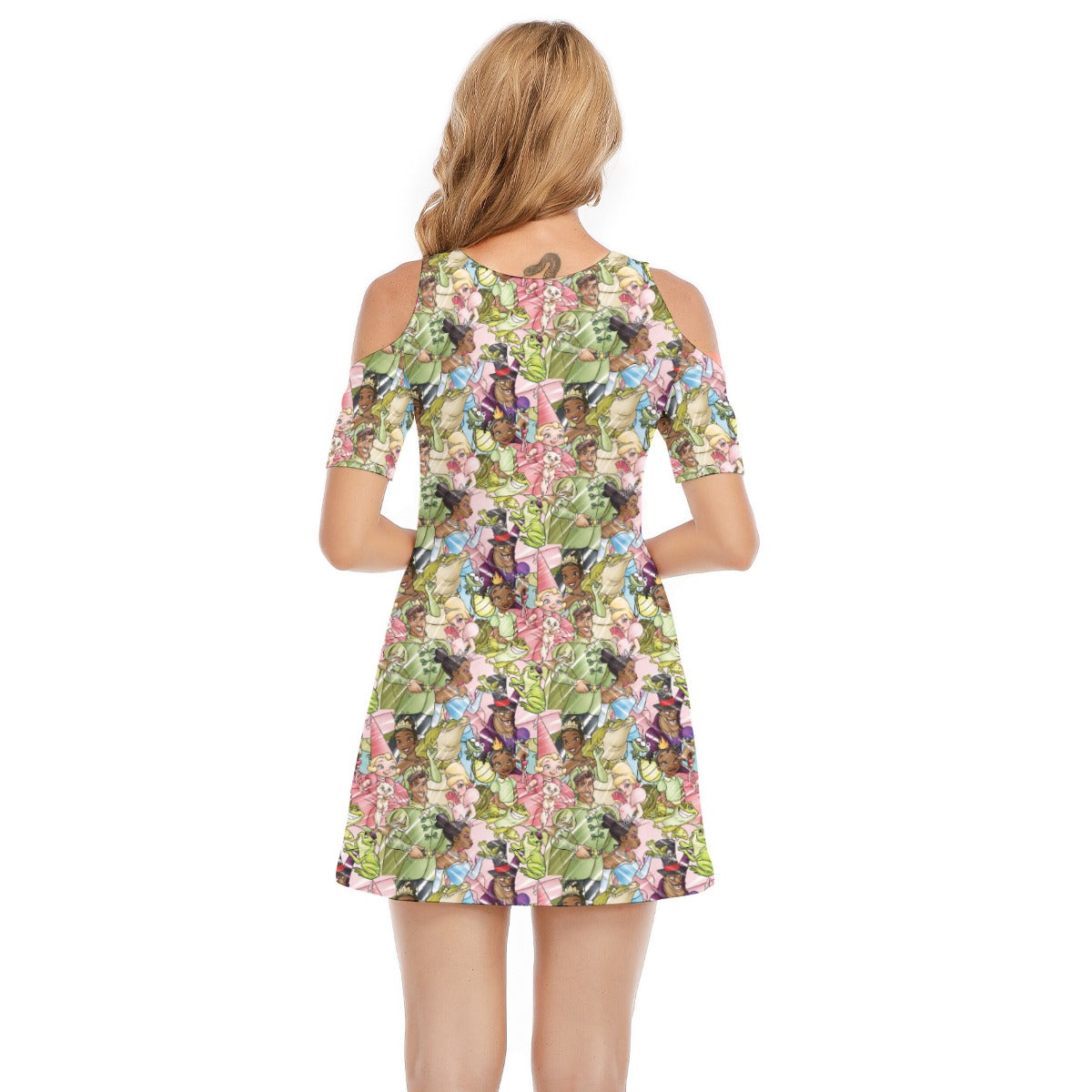 Bayou Royal Sketchched - Women's Cold Shoulder Cotton Dress