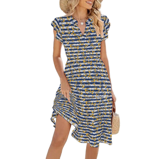 Nautical Mouse Ear Anchors - Women's Tiered Pocket Midi Dress