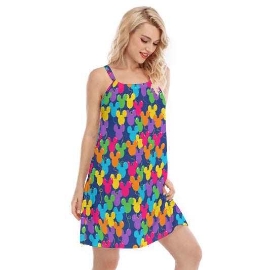 Bright Mouse Ear Balloons - Women’s Adjustable Sundress
