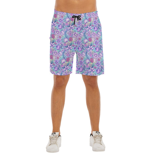 Fairytale Florals – Mermaid Princess - Men’s Pocket Beach Shorts