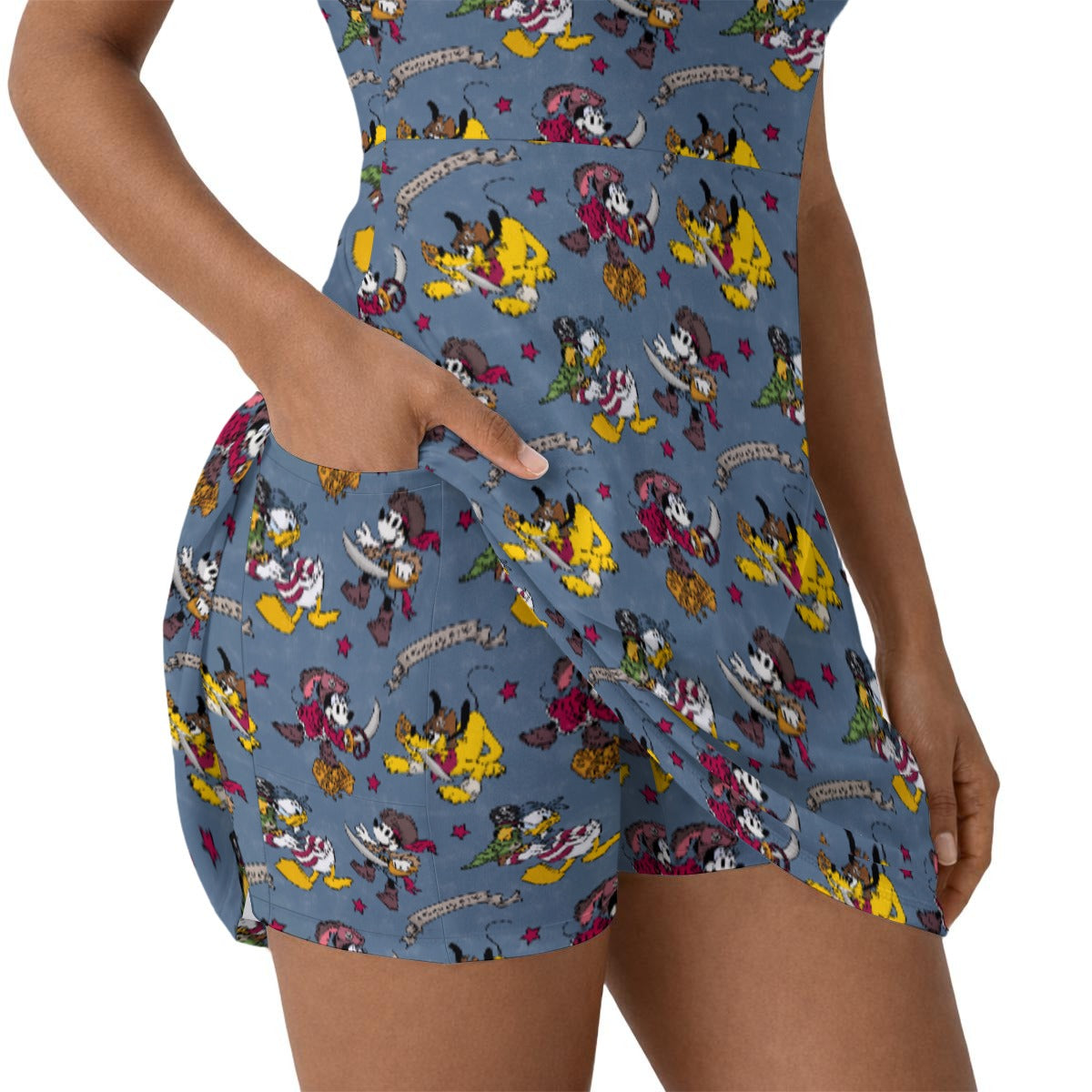Cruise Pirate Night - Women’s Sleeveless Athletic Skater Dress with Built-In Shorts
