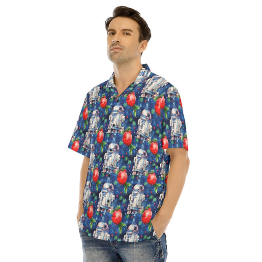 Little Blue Christmas Droid - Men's Hawaiian Button Up Shirt