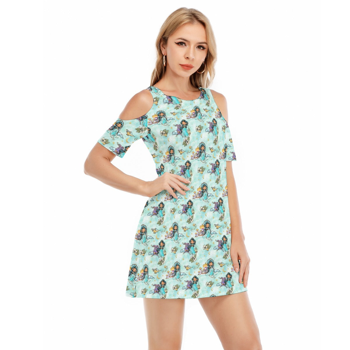 Whimsical Desert Princess - Women's Cold Shoulder Cotton Dress