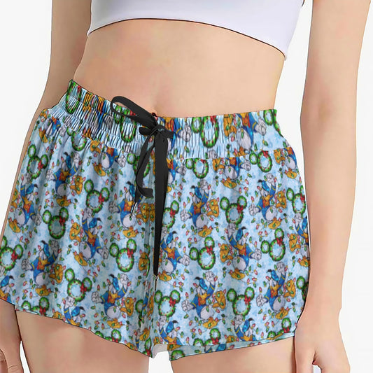 Duck’s Holiday Lights Tangleghts - Women's Flowy Pocket Shorts