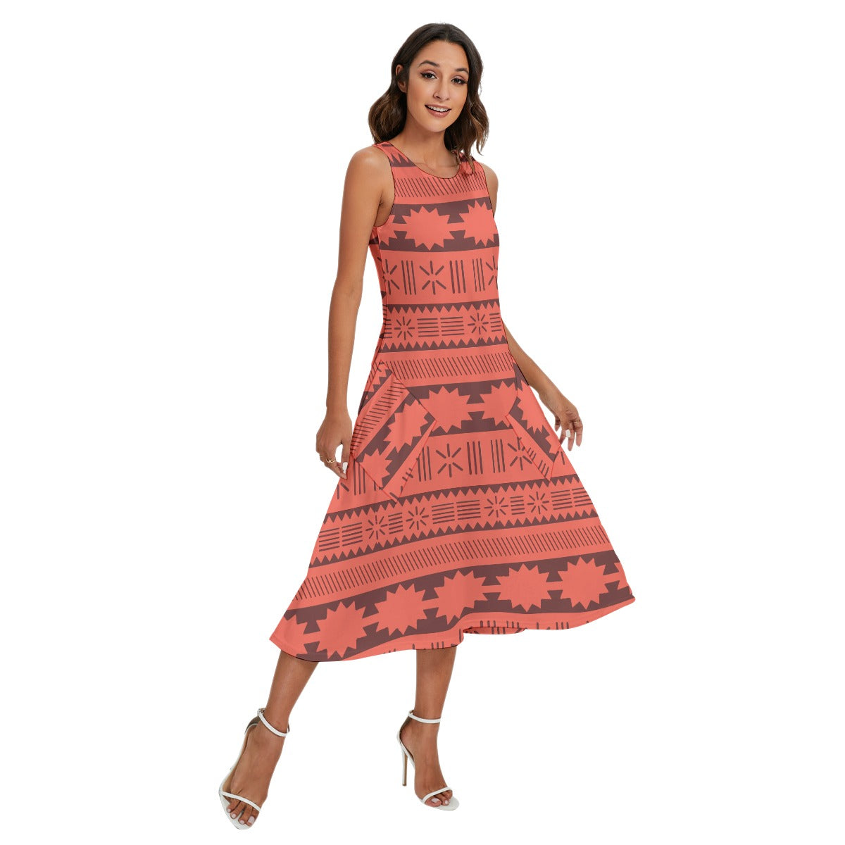 Island Tribal Patterns - Women’s Diagonal Pocket Midi Dress