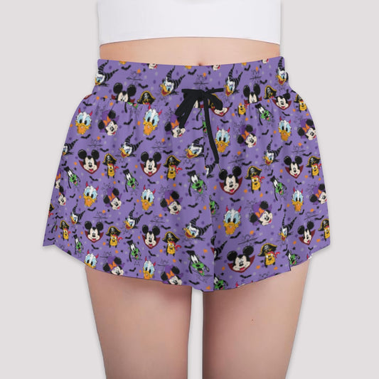 Halloween Friends in Costumeeads - Girls’ Flowy Pocket Shorts