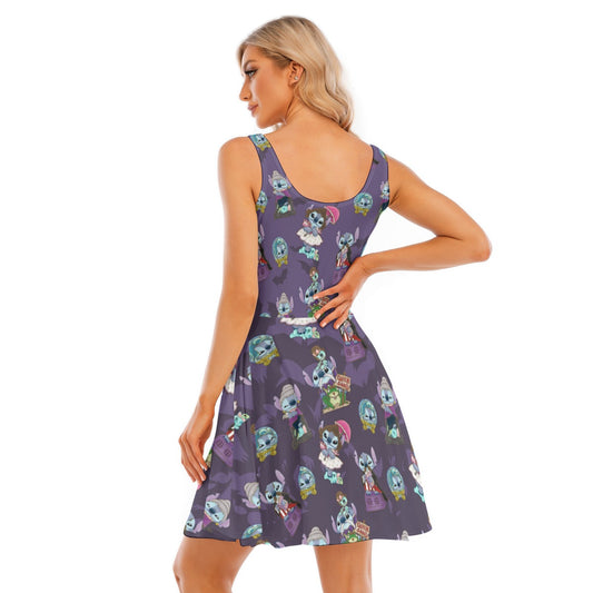 Haunted Alien Portraits - Women's Sleeveless Pocket Skater Dress