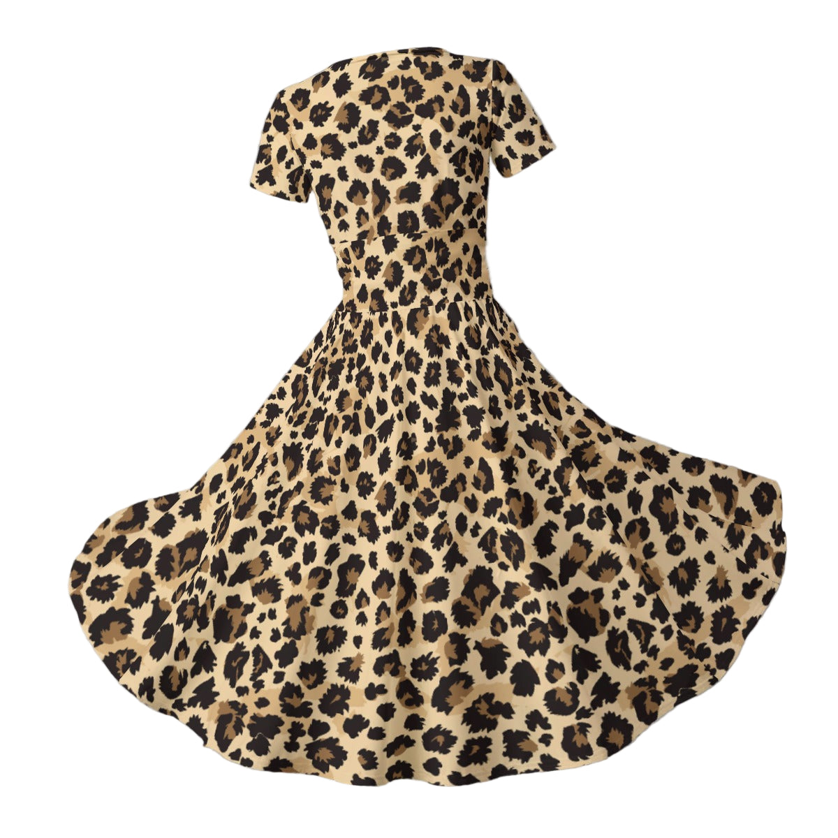 Animal Print - Cheetah - Women's V-Neck Ruched Midi Dress