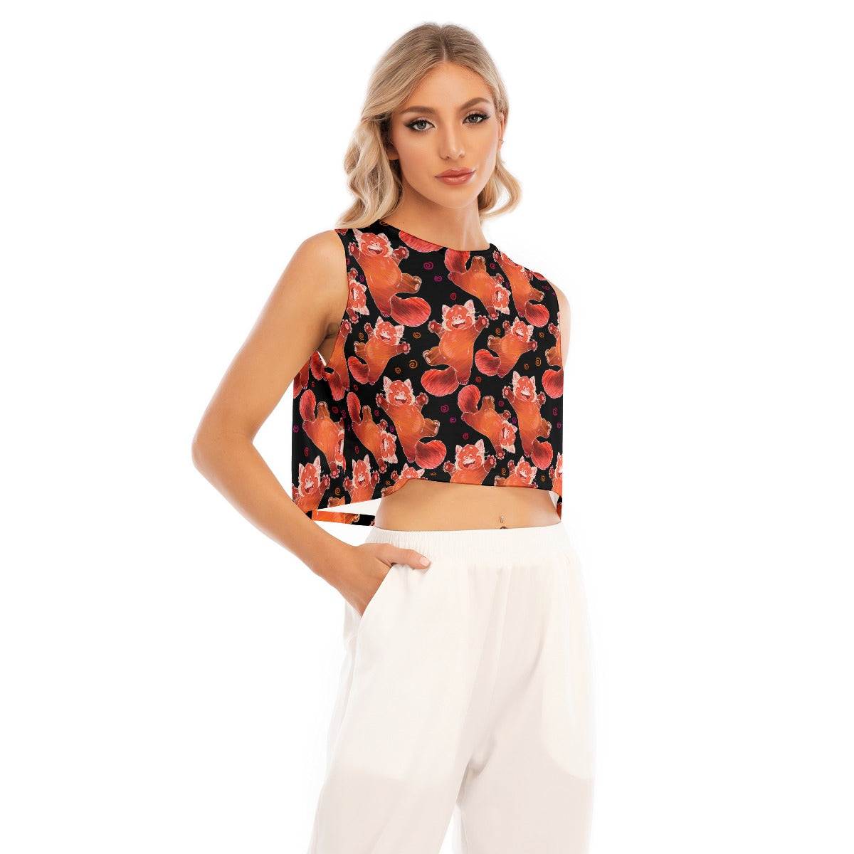 Scribbly Red Panda - Women’s Sleeveless Cropped Tee