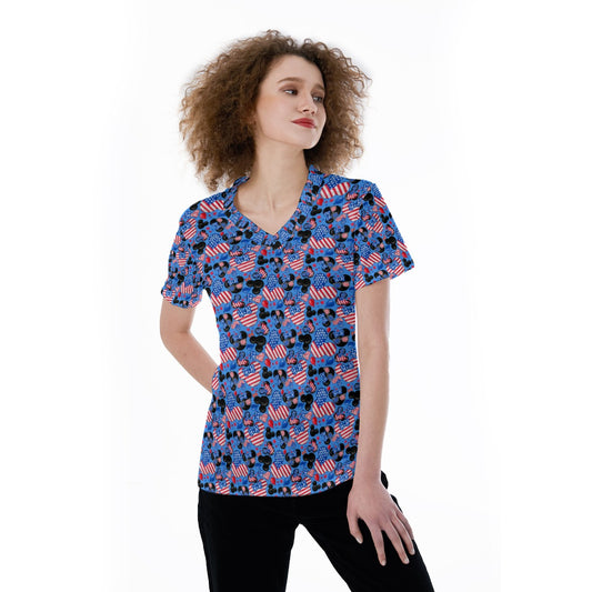 Mouse Fourth of July Celebration - Women's Short Sleeve V-Neck T-Shirt