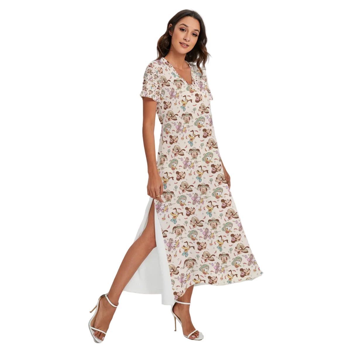 Fiesta Sombrero Pals - Women's V-Neck Side Split Maxi Dress