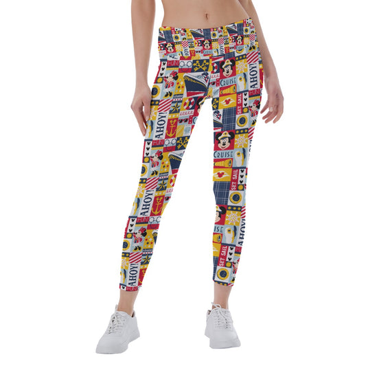 Nautical Cruise Patchwork - Women's Yoga Leggings