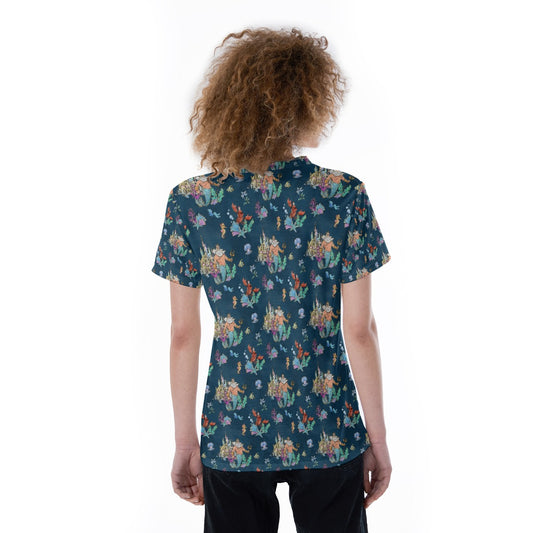 Whimsical Sea King and Crab - Women's Short Sleeve V-Neck T-Shirt