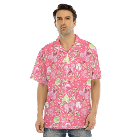 Winter Mouse Snacks &amp; Balloons - Men's Hawaiian Button Up Shirt