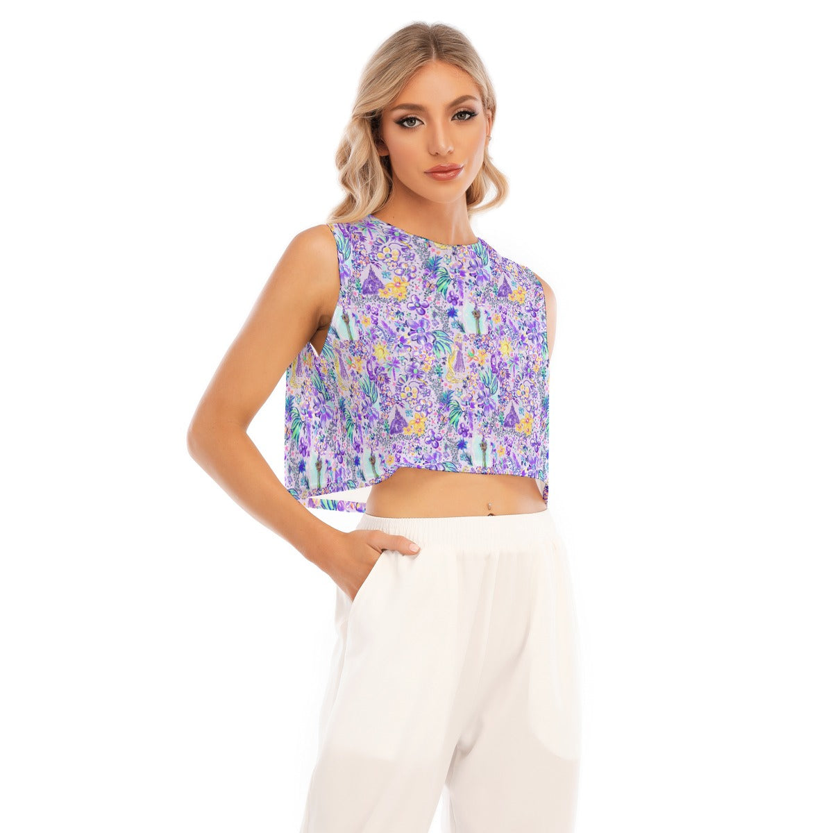 Bright Tropical Princess - Tower Light Festival - Women’s Sleeveless Cropped Tee