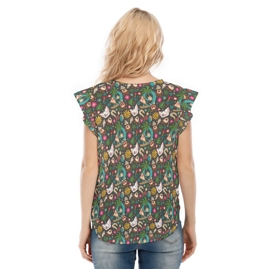 Polynesian Princess Icons - Women’s Flutter Sleeve Top