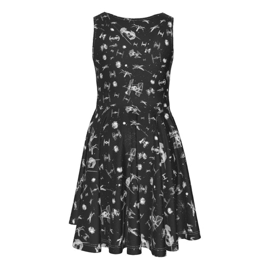 Epic Space Battle Ships- Kid's Sleeveless Skater Dress