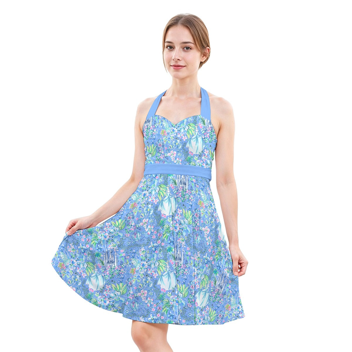 Bright Tropical Princess - Royal Beach Day - Women's Halter Vintage Pocket Dress