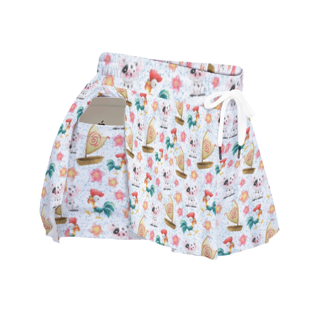 Island Pig & Rooster Duo - Women's Flowy Pocket Shorts