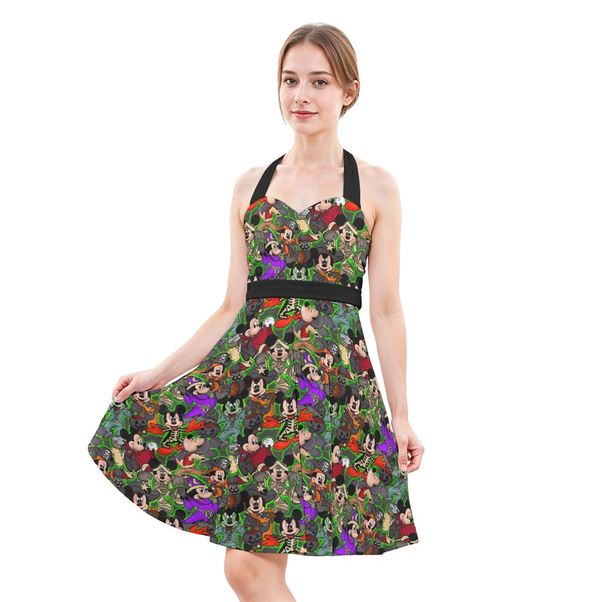 Halloween Costume Mashup - Women's Halter Vintage Pocket Dress