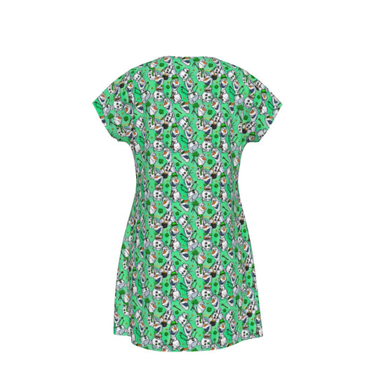 Sketched Snowman St. Patrick’s Day - Women's T-Shirt Dress