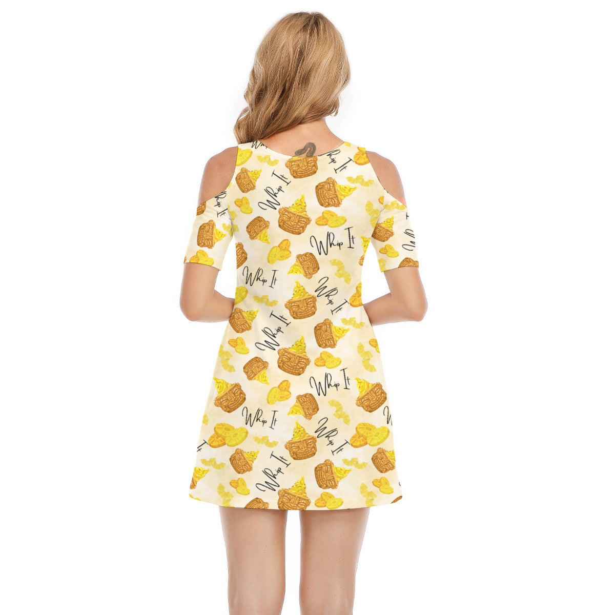 Pineapple Whip It! - Women's Cold Shoulder Cotton Dress
