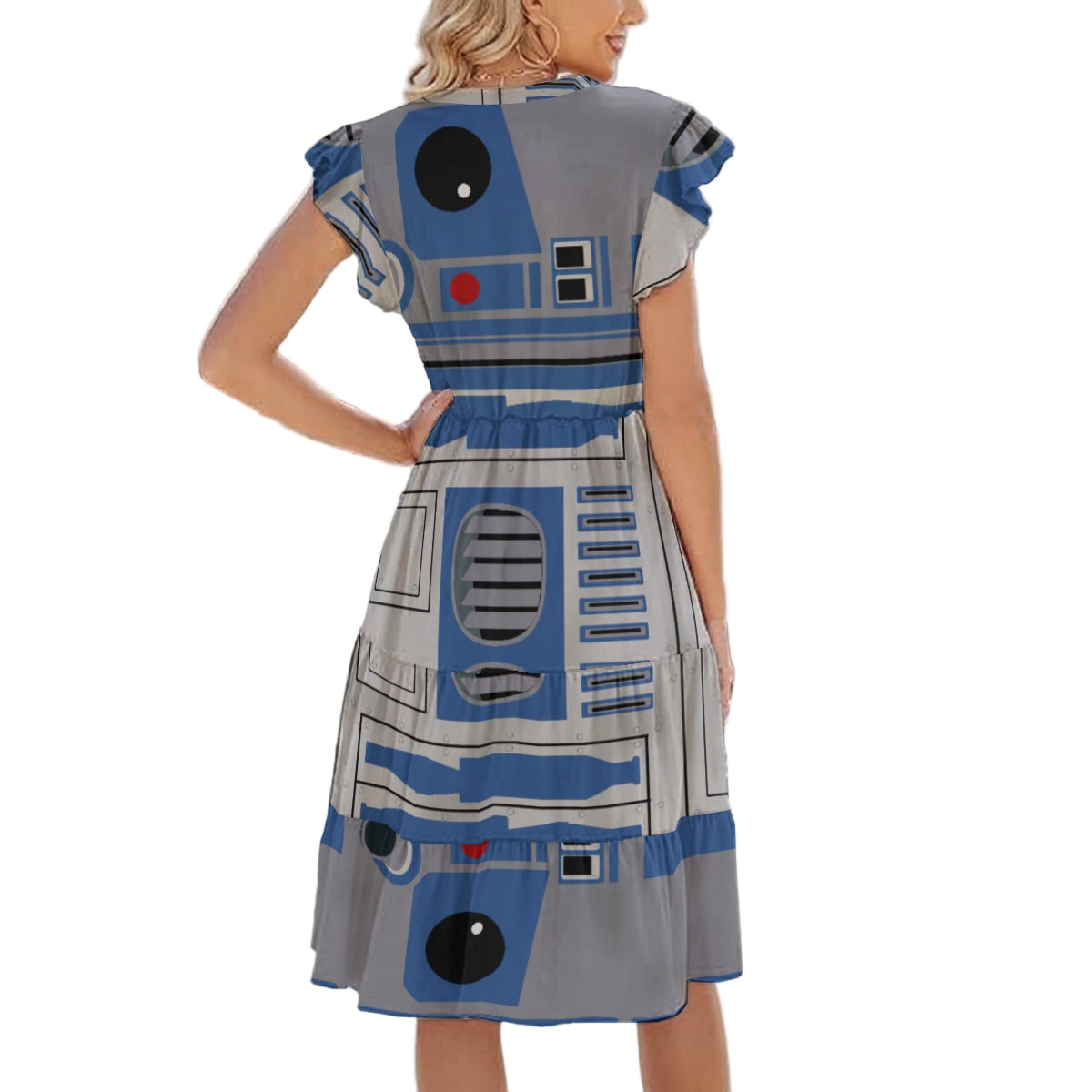 Little Blue Droid - Women's Tiered Pocket Midi Dress