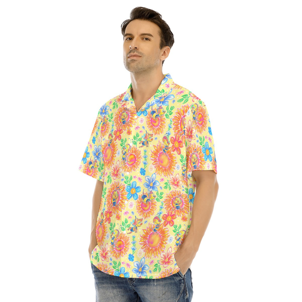 Buzzing Garden Buddy - Men's Hawaiian Button Up Shirt