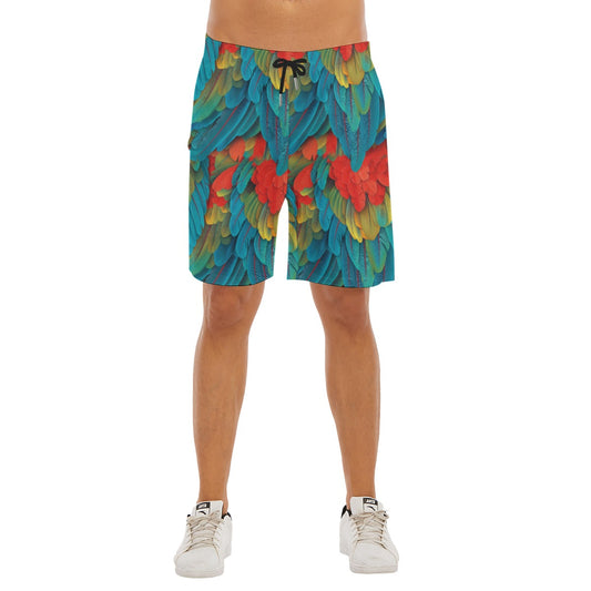 Animal Print - Macaw Parrot - Men’s Pocket Beach Shorts